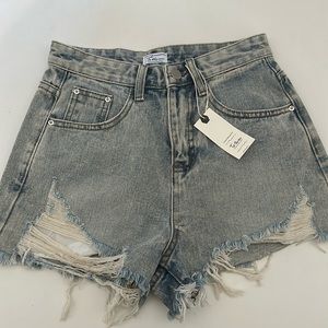 To The Sea Distressed Cutoff Denim Shorts